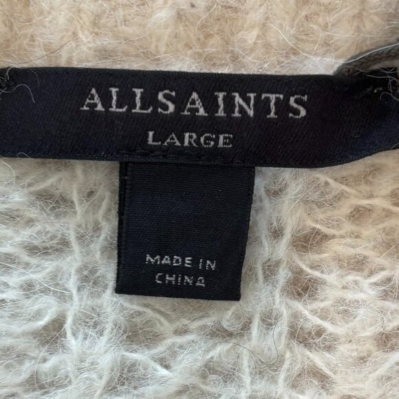 AllSaints Britt chunky knit alpaca blend sweater in black stripe - Size L - NWOT - Picture 4 of 7